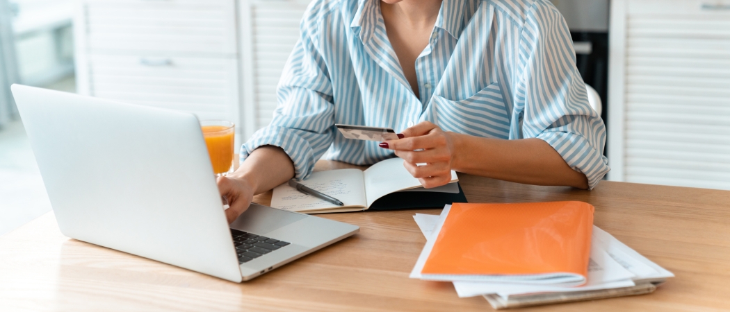 Lady Holding Debit Card